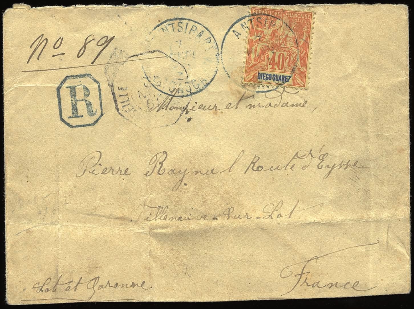 Yvert et Tellier DIEGO SUAREZ N°47 Individuel Oblitéré