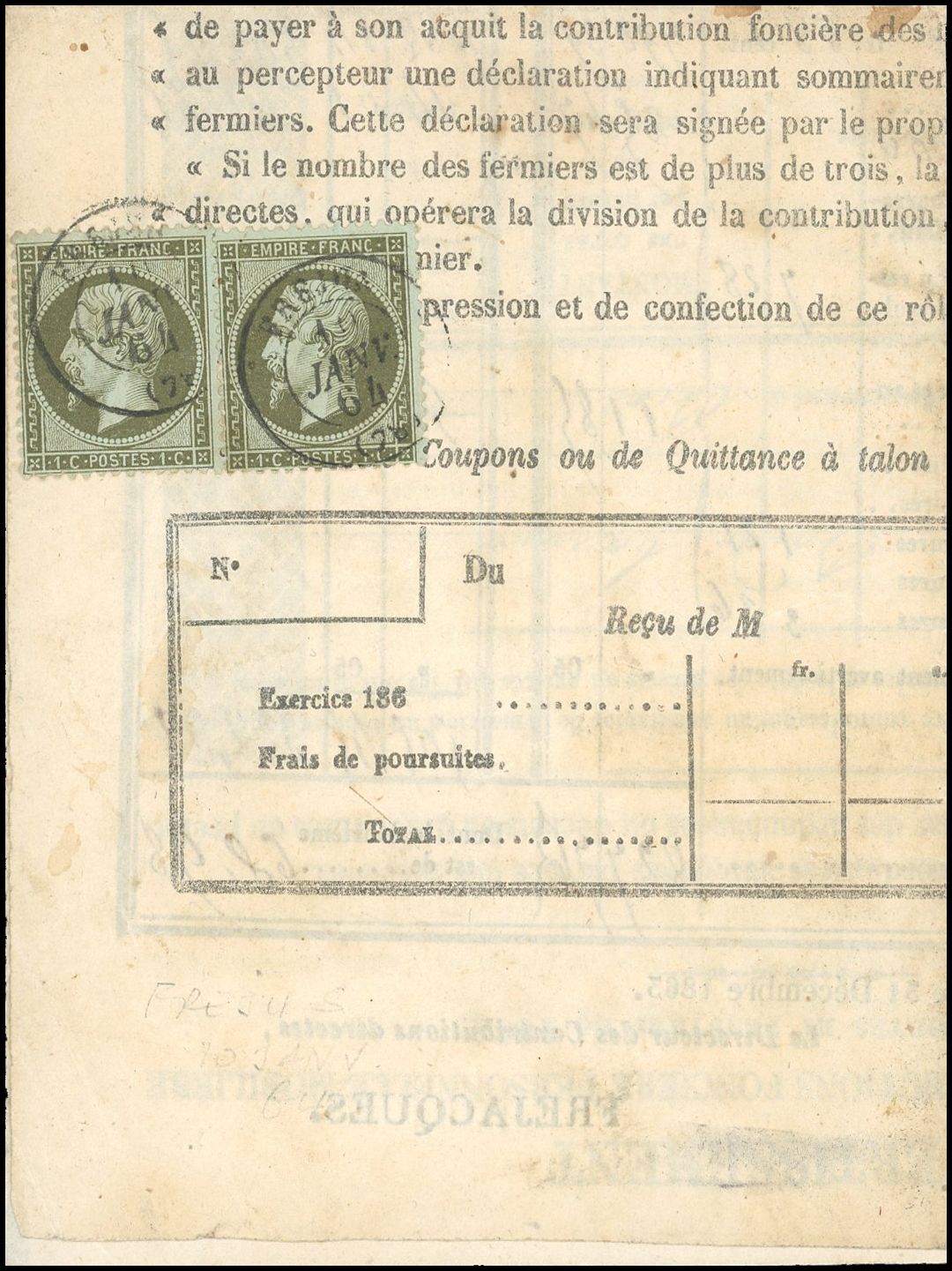 Yvert et Tellier Empire dentelé 1862 N°19 Paire Oblitéré