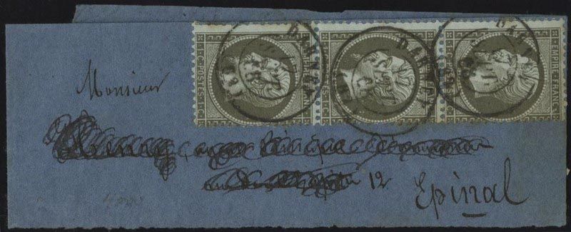 Yvert et Tellier Empire dentelé 1862 N°19 Bande de 3 Oblitéré