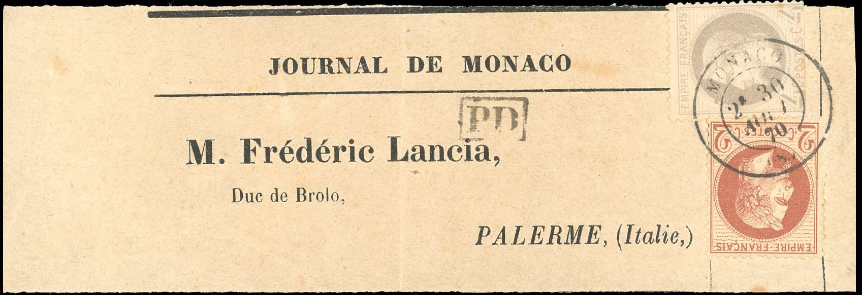 Yvert et Tellier MONACO 3 Oblitérations sur timbres français N°26 + 27 Individuel Oblitéré