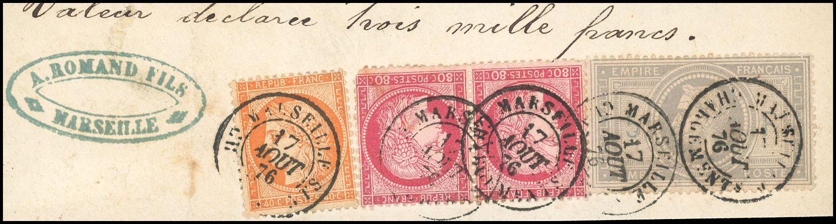 Yvert et Tellier Empire Lauré 1863 1870 N°33+ 38 Individuel Oblitéré