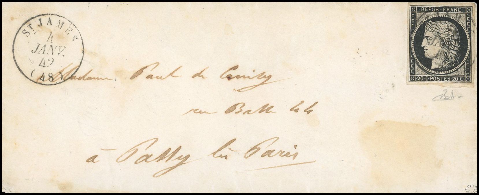 Yvert et Tellier Cérès 1849 1850 N°3 Individuel Oblitéré