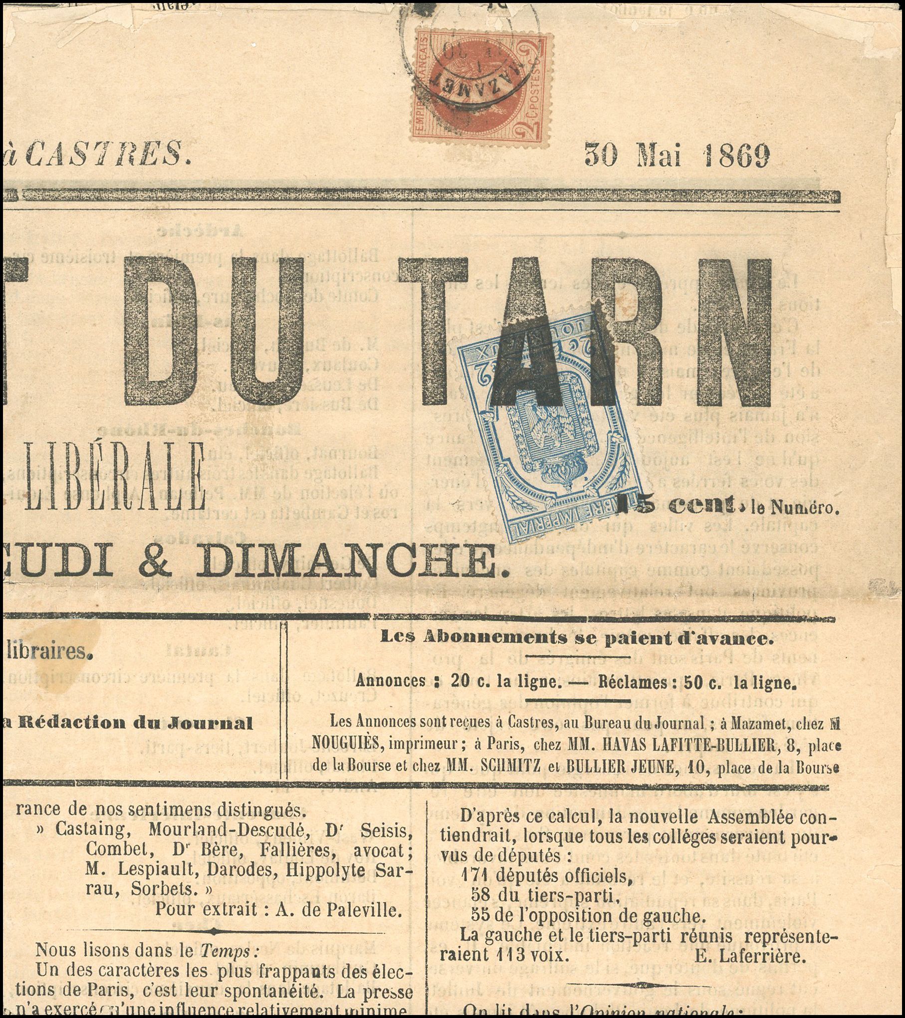Yvert et Tellier Journaux N°8 + TP 26 Individuel Oblitéré
