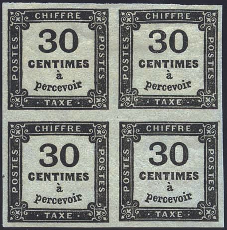 Yvert et Tellier Timbres-Taxe N°6 Bloc de 4 Neuf avec gomme intacte