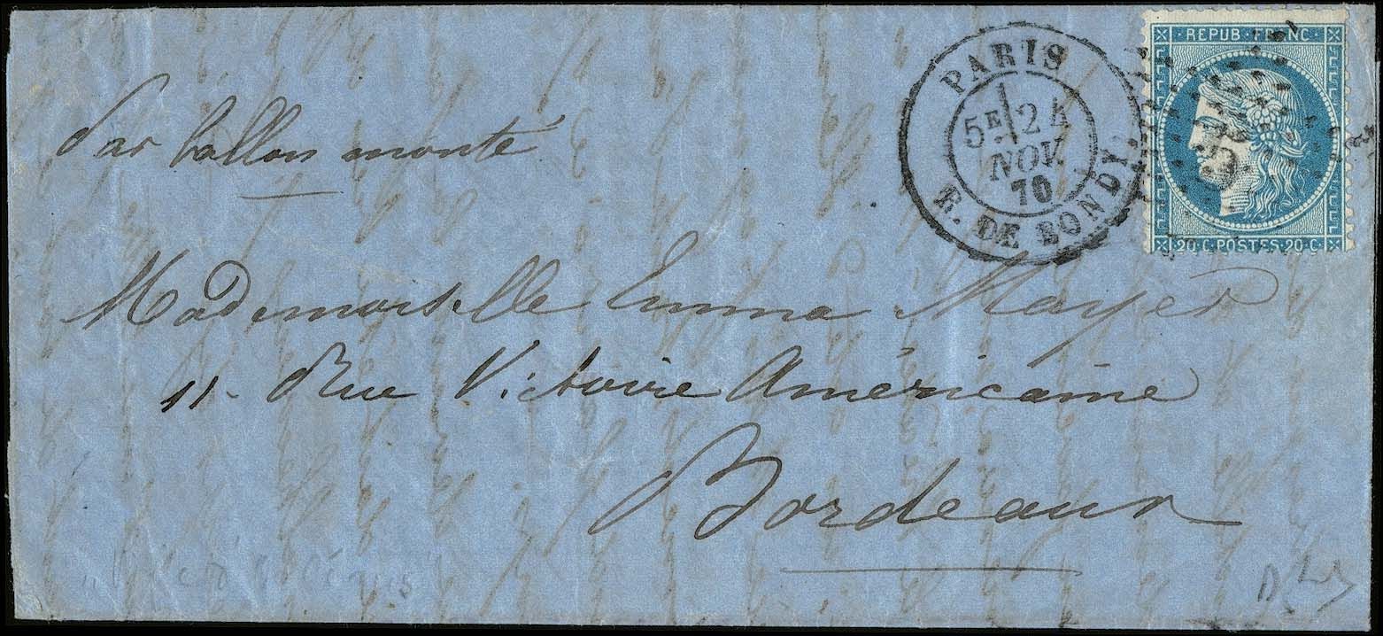 Yvert et Tellier Ballons Montés 1870 N°37 Individuel Oblitéré