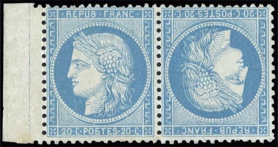 Yvert et Tellier Siège de Paris 1870 1871 N°37c Paire Neuf avec gomme