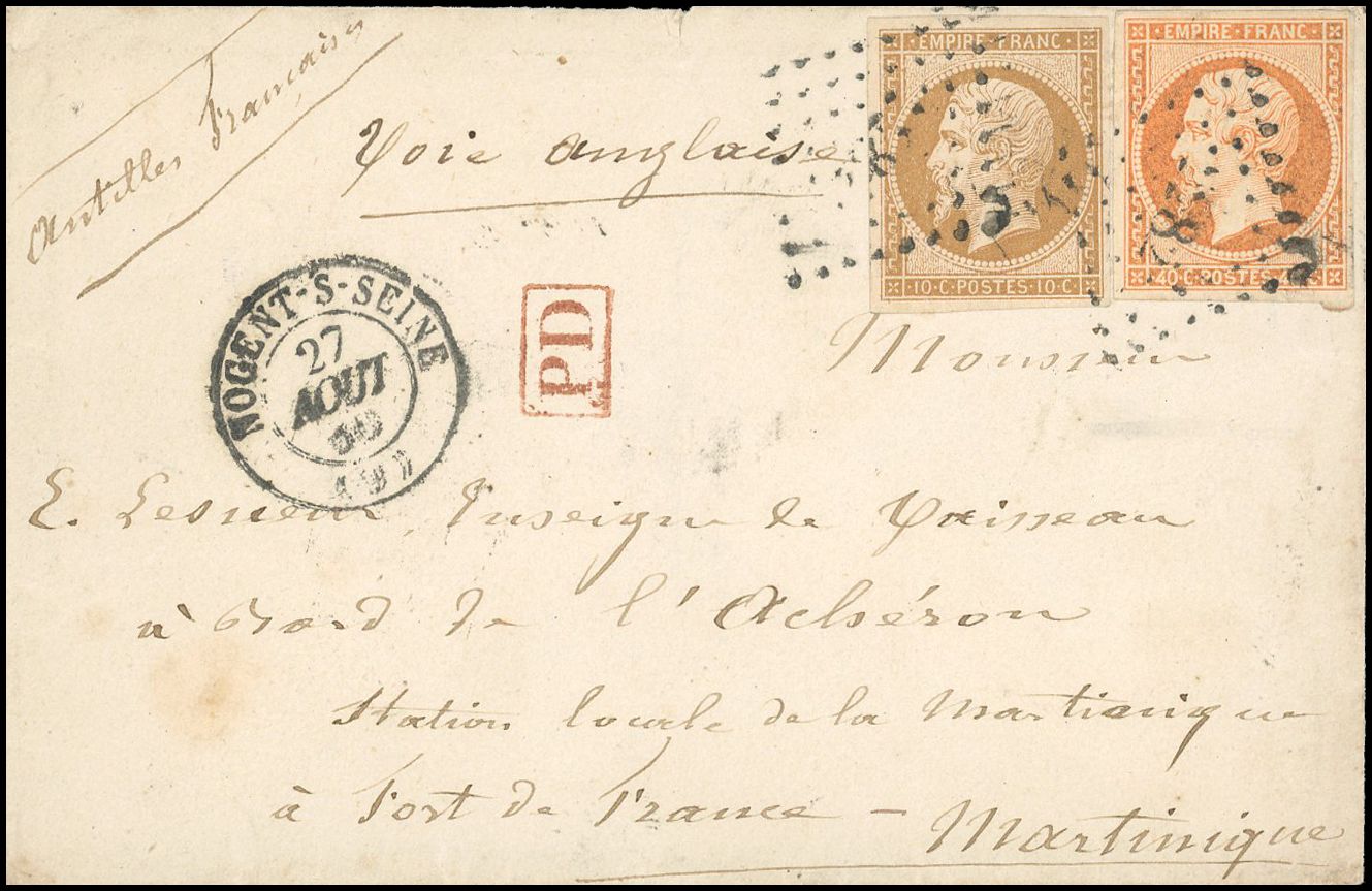 Yvert et Tellier Empire non dentelé 1853 1860 N°13 + 16 Individuel Oblitéré