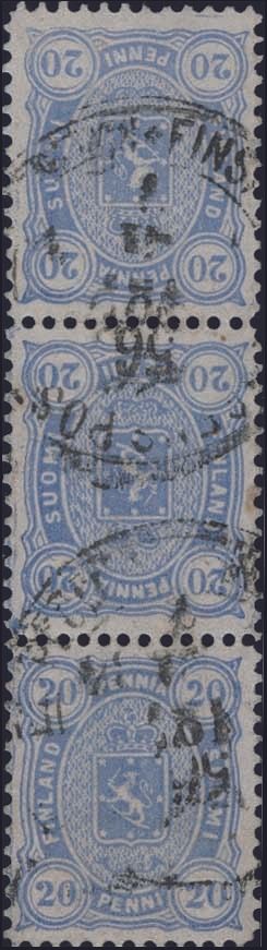 Yvert et Tellier FINLANDE N°16d Bande de 3 Oblitéré