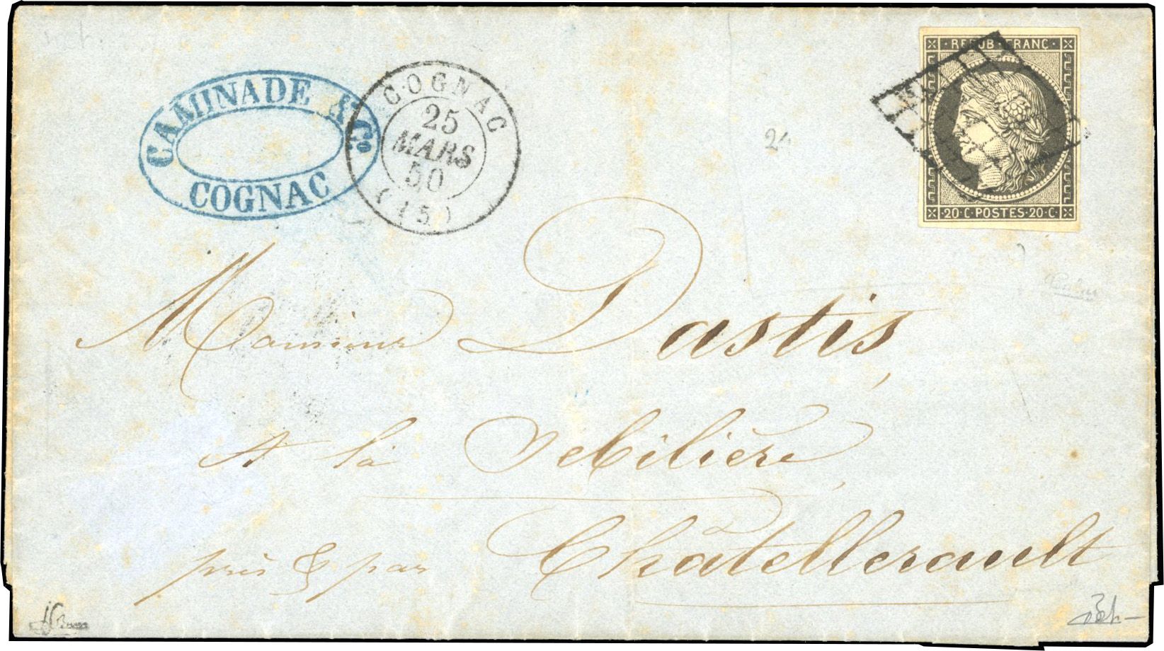 Yvert et Tellier Cérès 1849 1850 N°3c Individuel Oblitéré