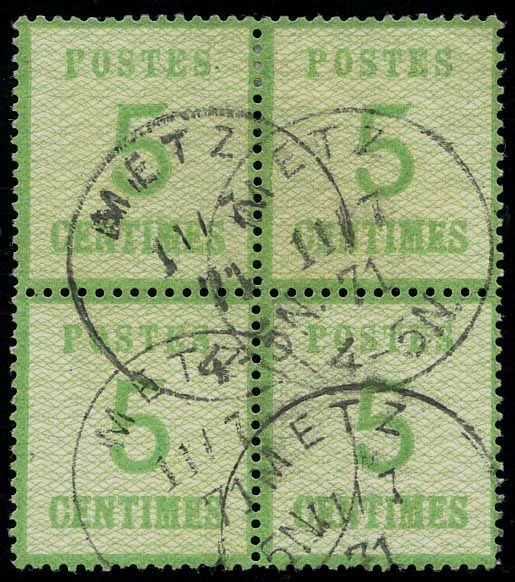 Yvert et Tellier Alsace Lorraine Timbres détachés N°4 Bloc de 4 Oblitéré