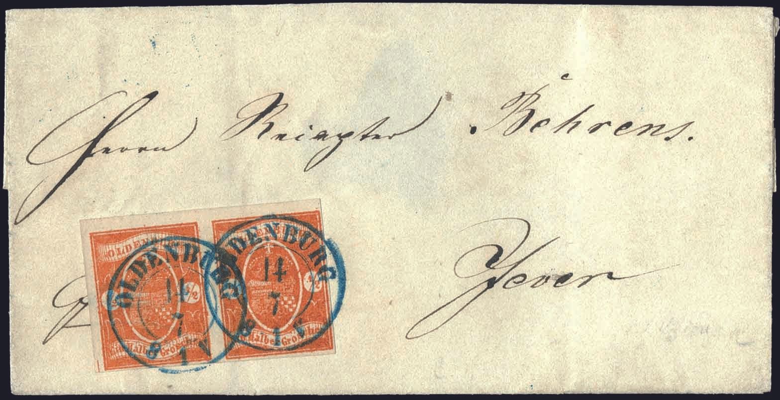 Yvert et Tellier ALLEMAGNE OLDENBOURG N°11 Paire Oblitéré