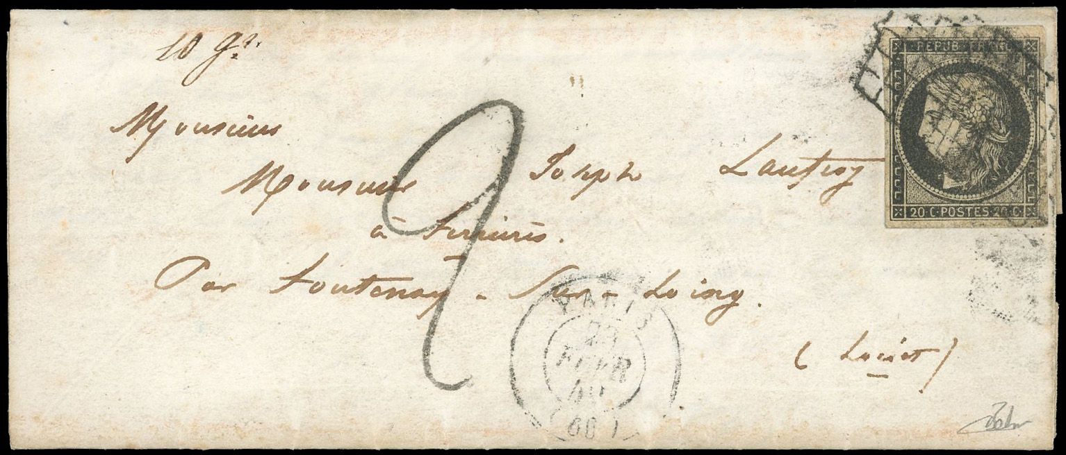 Yvert et Tellier Cérès 1849 1850 N°3 Individuel Oblitéré