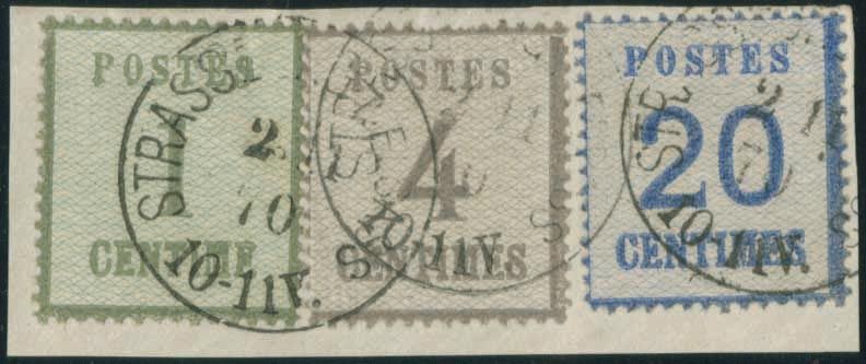 Yvert et Tellier Alsace Lorraine Timbres détachés N°1 + 3 + 6 Individuel Oblitéré