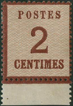 Yvert et Tellier Alsace Lorraine Timbres détachés N°2 Individuel Neuf avec gomme