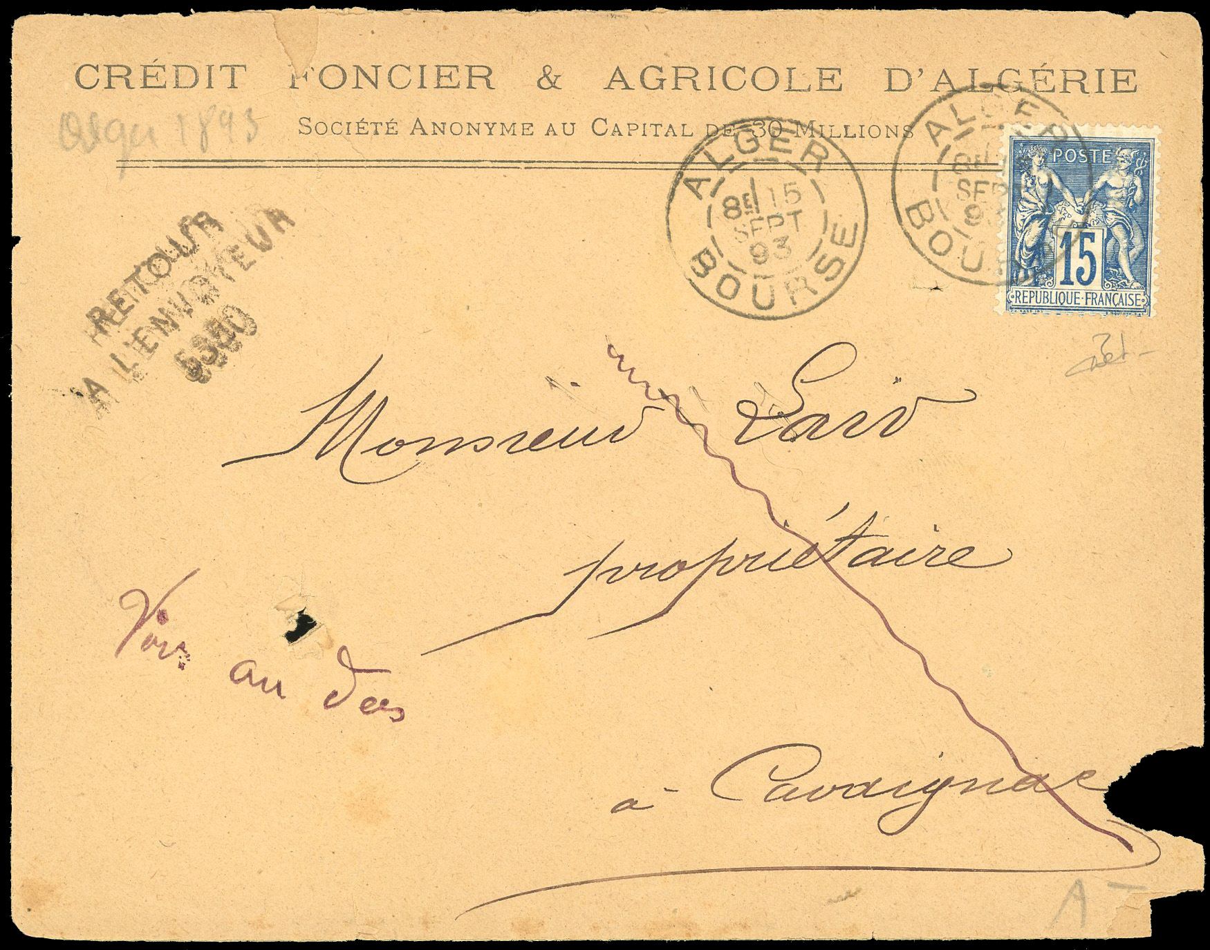 Yvert et Tellier Bureaux d'Algérie N°90 Individuel Oblitéré
