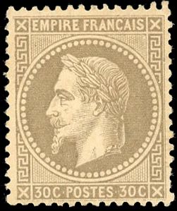 Yvert et Tellier Empire Lauré 1863 1870 N°30a Individuel Neuf avec gomme