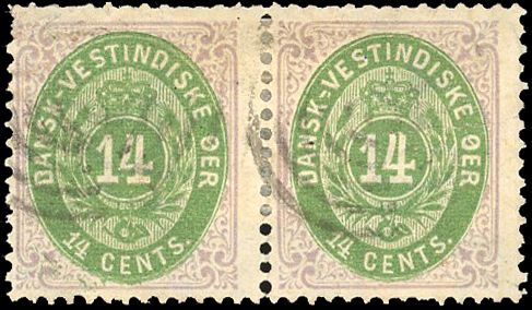 Yvert et Tellier ANTILLES DANOISES N°12 Paire Oblitéré