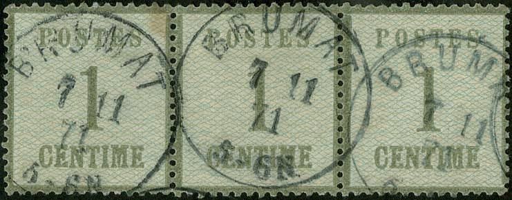 Yvert et Tellier Alsace Lorraine Timbres détachés N°1 Bande de 3 Oblitéré