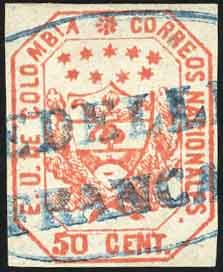Yvert et Tellier COLOMBIE N°22a Individuel Oblitéré