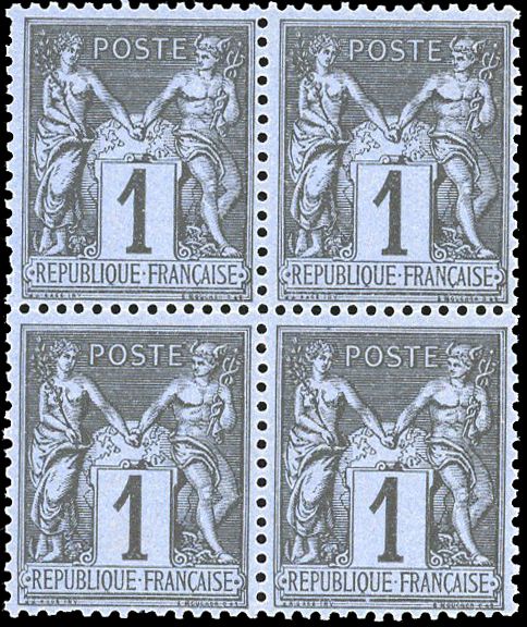 Yvert et Tellier Groupe allégorique 1876 1900 N°83c Bloc de 4 Neuf avec gomme intacte