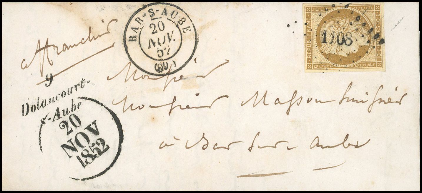 Yvert et Tellier Cérès 1849 1850 N°1 Individuel Oblitéré