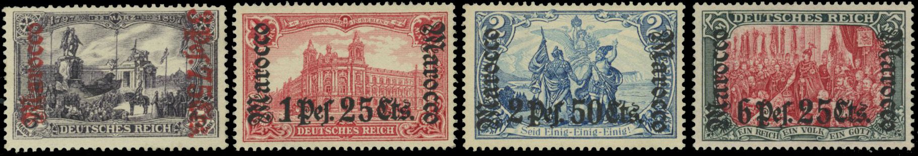Yvert et Tellier MAROC Bureaux Allemands N°29/ 32 Individuel Neuf avec gomme