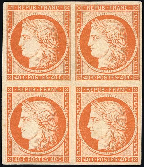 Yvert et Tellier Cérès 1849 1850 N°5 Bloc de 4 Neuf avec gomme
