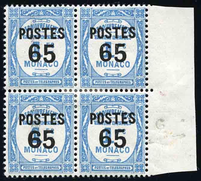 Yvert et Tellier MONACO N°148a Bloc de 4 Neuf avec gomme