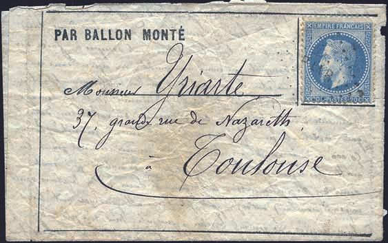 Yvert et Tellier Ballons Montés 1870 N°29 Individuel Oblitéré