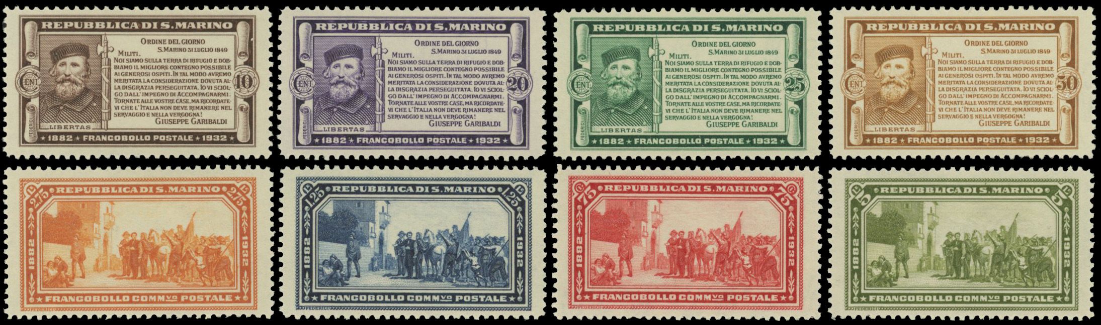 Yvert et Tellier SAINT MARIN N°168/ 175 Individuel Neuf avec gomme