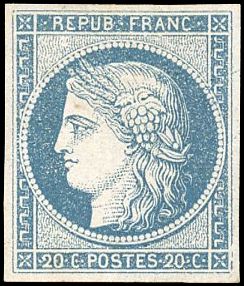 Yvert et Tellier Cérès 1849 1850 N°8b Individuel Neuf avec gomme