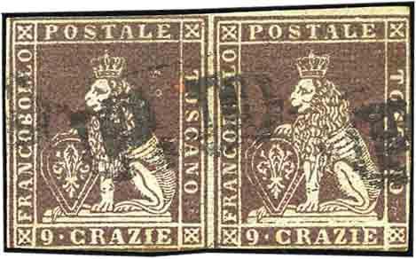 Yvert et Tellier ITALIE TOSCANE N°8a Paire Oblitéré