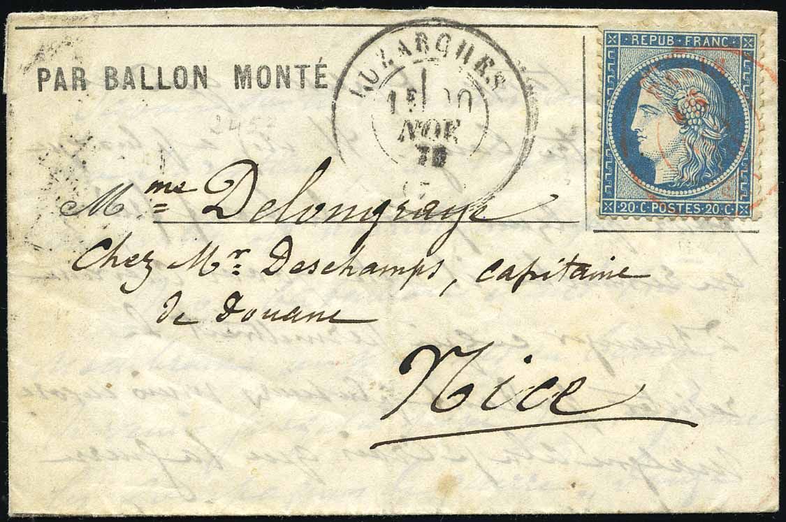 Yvert et Tellier Ballons Montés 1870 N°37 Individuel Oblitéré