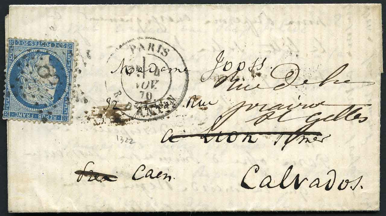 Yvert et Tellier Ballons Montés 1870 N°37 Individuel Oblitéré