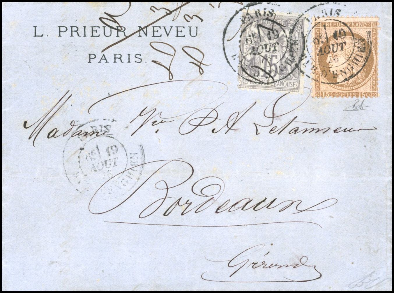 Yvert et Tellier Cérès dentelé 1871 1875 N°55b + 66 Individuel Oblitéré