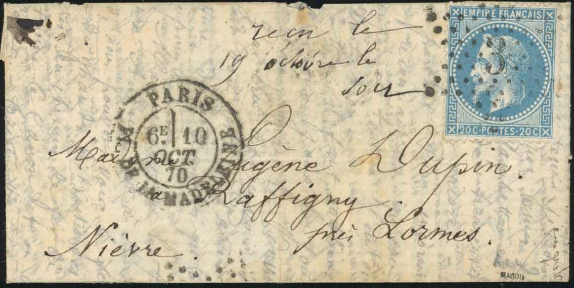 Yvert et Tellier Ballons Montés 1870 N°29 Individuel Oblitéré