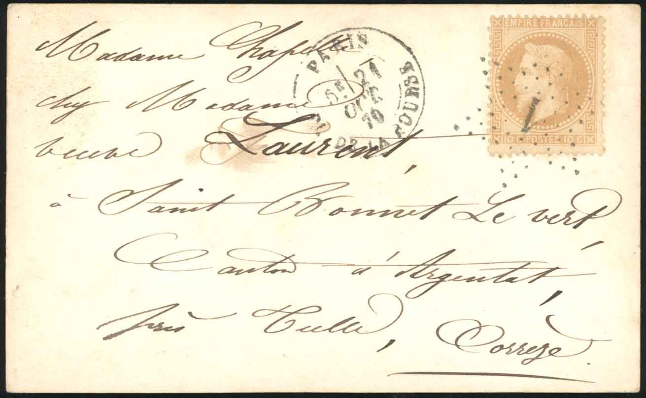 Yvert et Tellier Ballons Montés 1870 N°10 Individuel Oblitéré