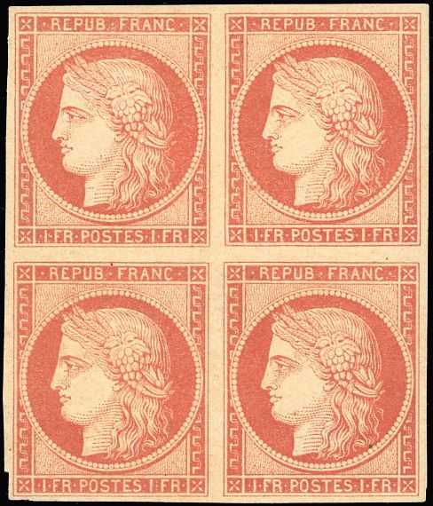 Yvert et Tellier Cérès 1849 1850 N°7A Bloc de 4 Neuf sans gomme