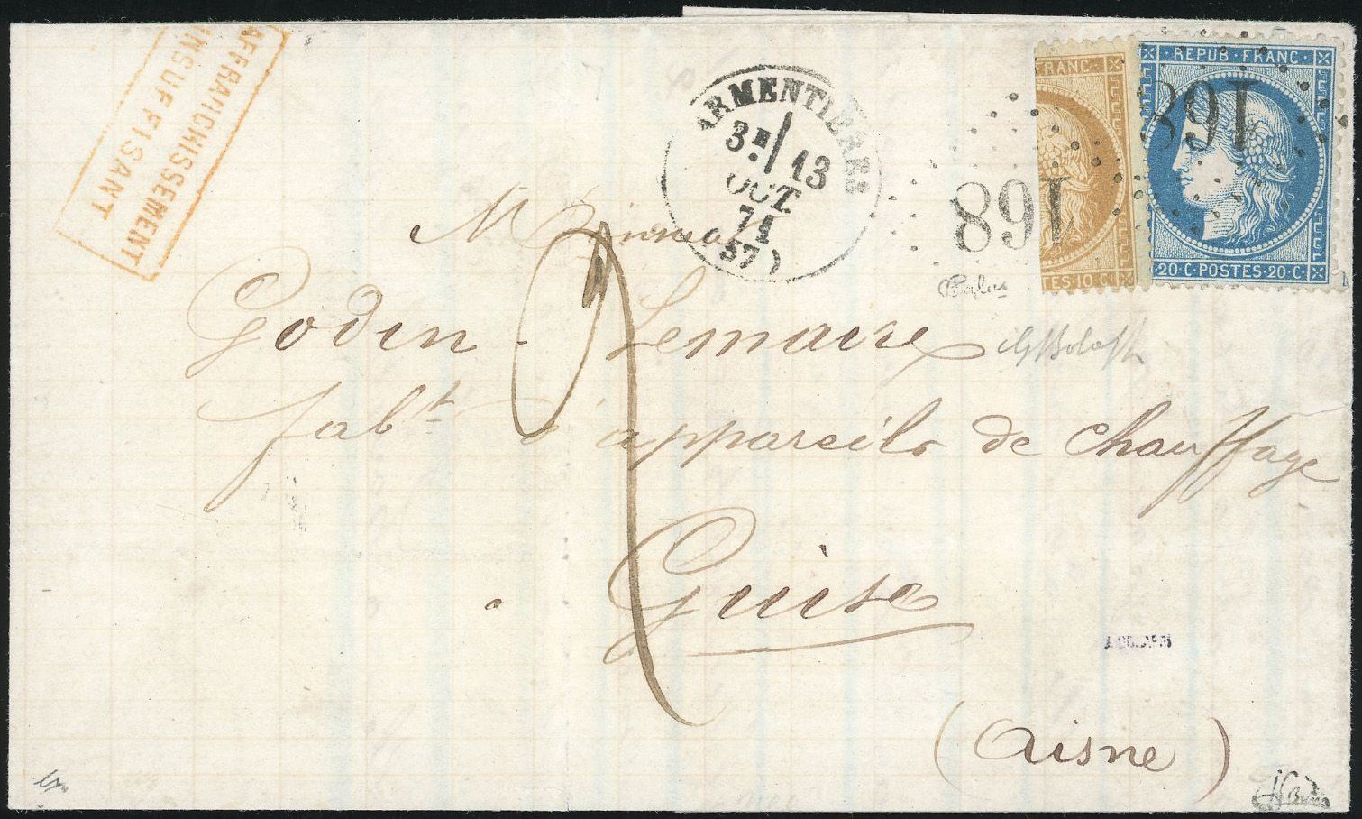 Yvert et Tellier Siège de Paris 1870 1871 N°36 + 37 Individuel Oblitéré