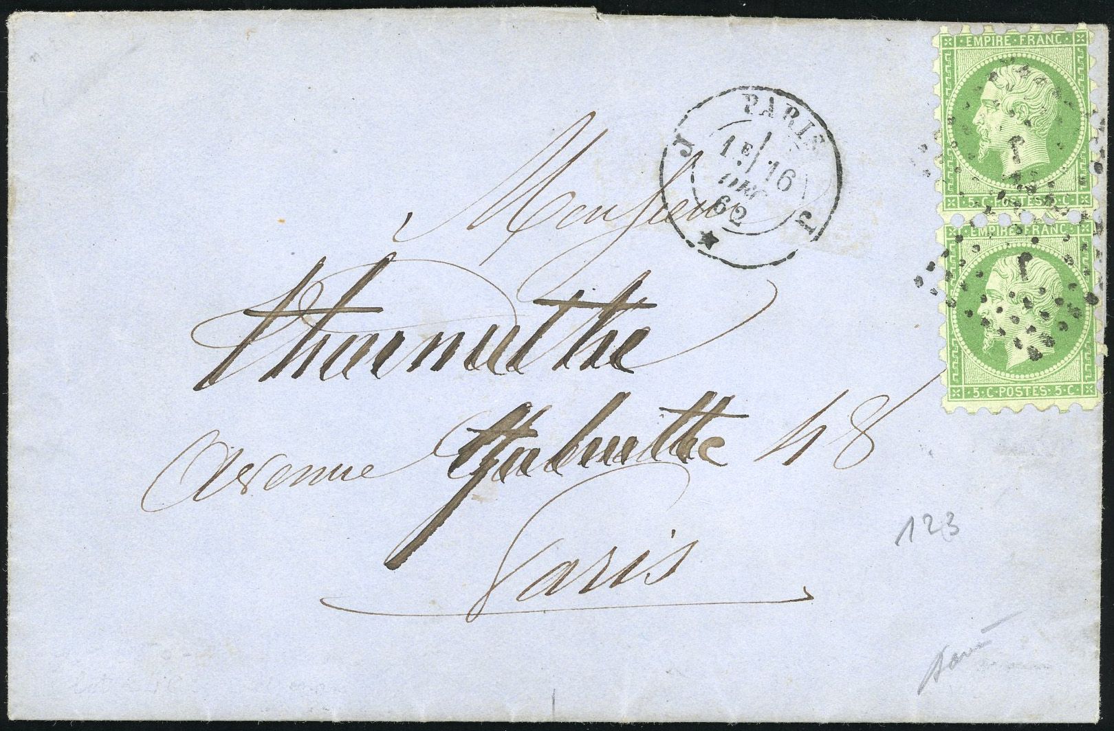 Yvert et Tellier Empire non dentelé 1853 1860 N°12 Paire Oblitéré