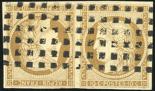 Yvert et Tellier Cérès 1849 1850 N°1d Paire Oblitéré