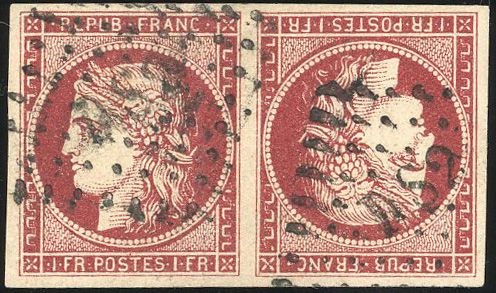 Yvert et Tellier Cérès 1849 1850 N°6d Paire Oblitéré