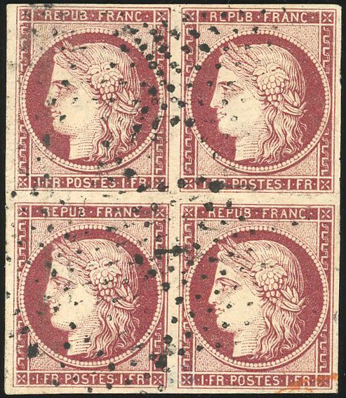 Yvert et Tellier Cérès 1849 1850 N°6 Bloc de 4 Oblitéré