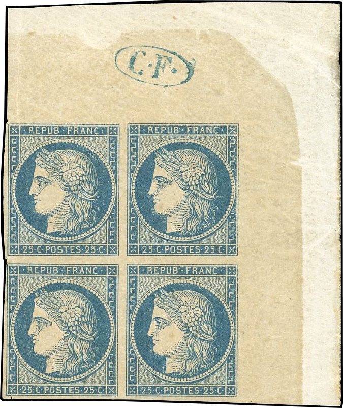 Yvert et Tellier Cérès 1849 1850 N°4 Bloc de 4 Neuf avec gomme intacte
