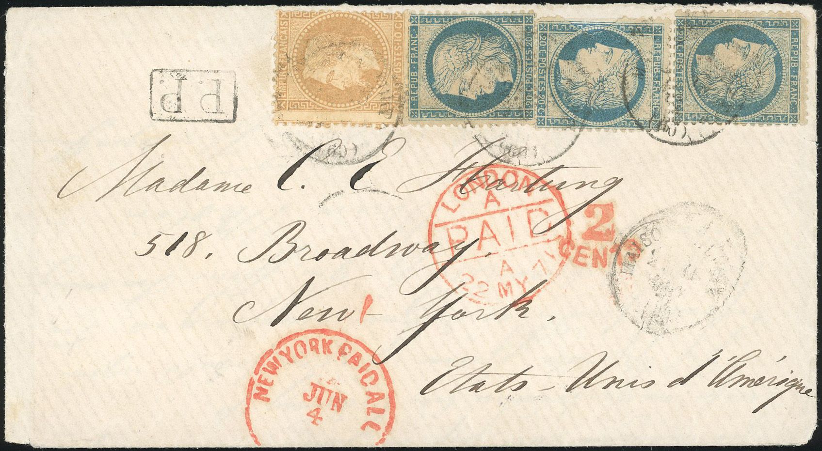 Yvert et Tellier Empire Lauré 1863 1870 N°28B + 37 x 3 Individuel Oblitéré