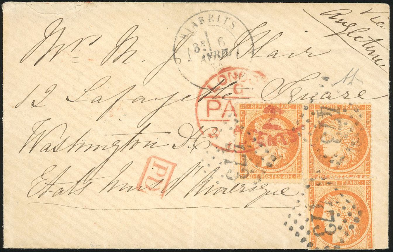 Yvert et Tellier Siège de Paris 1870 1871 N°38f + 38 Paire Oblitéré