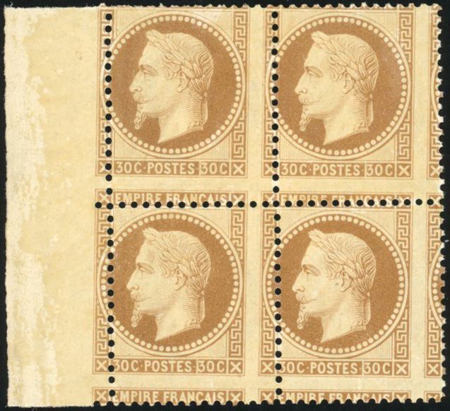 Yvert et Tellier Empire Lauré 1863 1870 N°30 Bloc de 4 Neuf sans gomme