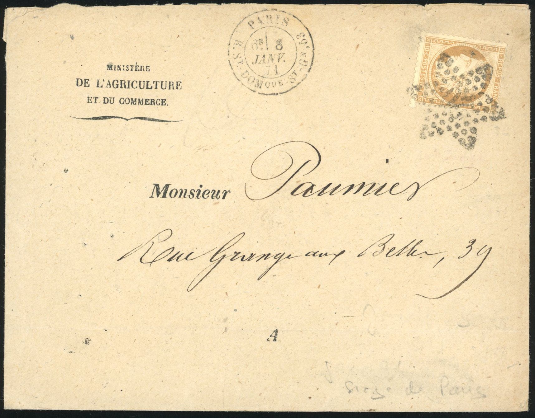 Yvert et Tellier Siège de Paris 1870 1871 N°36 Individuel Oblitéré