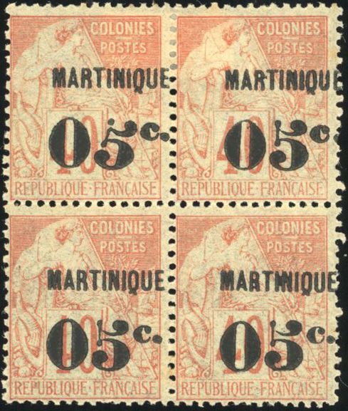 Yvert et Tellier MARTINIQUE N°3+ 10 + 11 + 13 Individuel Neuf avec gomme