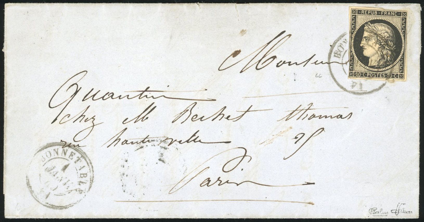 Yvert et Tellier Cérès 1849 1850 N°3 Individuel Oblitéré